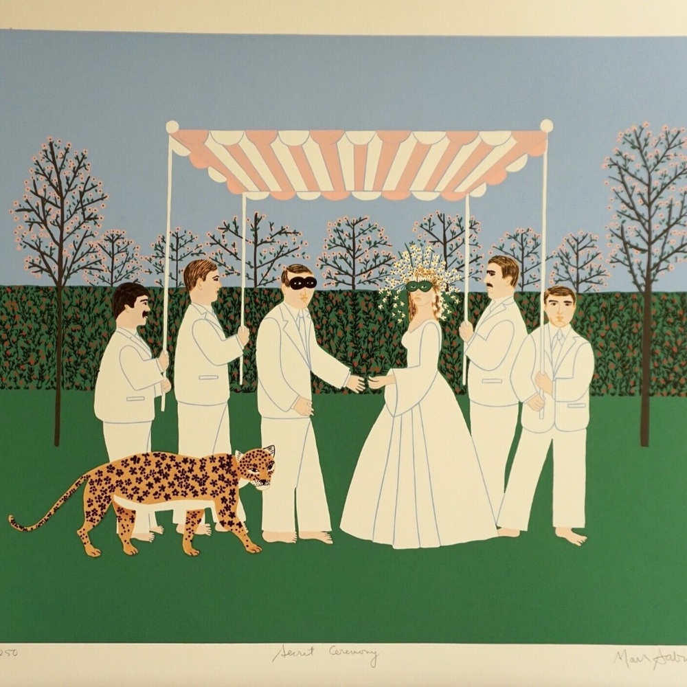 Mark Sabin Secret Ceremony (Wedding Scene) Hand Signed Numbered Screenprint